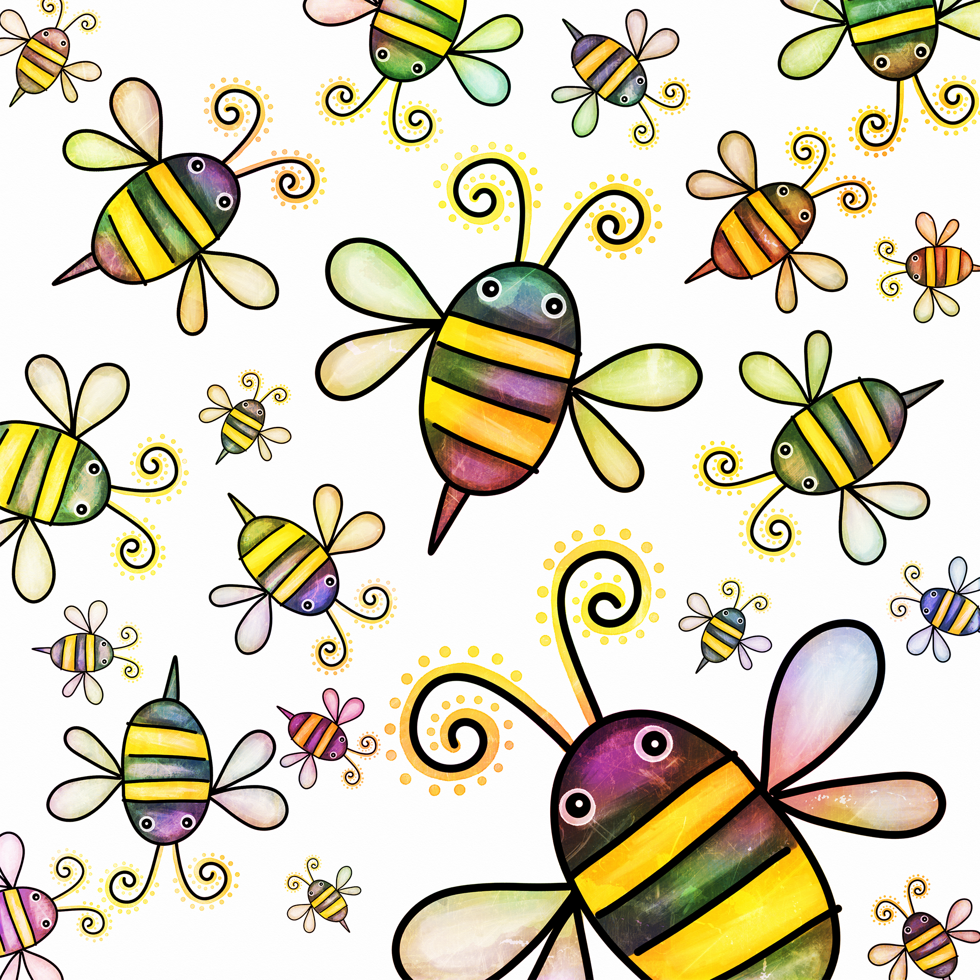 Watercolor Bees